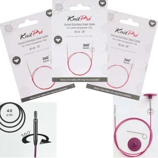 KnitPro Purple otočné ocelové lanko 360°