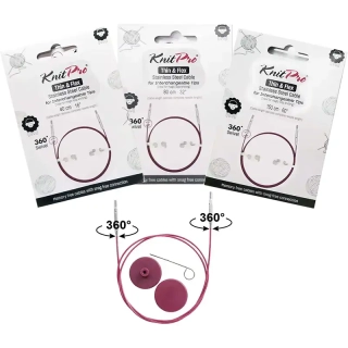 KnitPro Thin & Flex Purple otočné ocelové lanko 360°