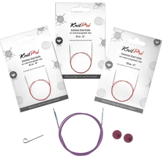 KnitPro Nerezové bezpamětové lanko purple