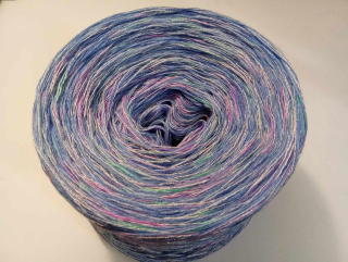 Modrá romance 3-nitka 1000m s lurexem a duhovou nitkou