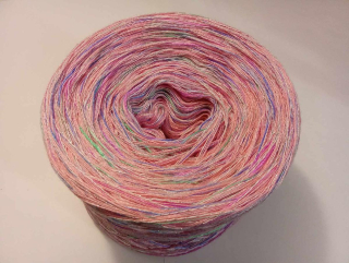 Růžová romance 3-nitka 1500m s lurexem a duhovou nitkou