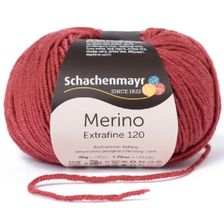 Schachenmayr Merino extrafine 120 Červenohnědá 128