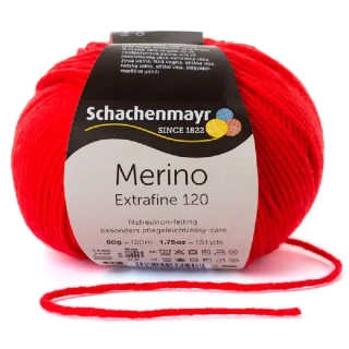 Schachenmayr Merino extrafine 120 Červená 130