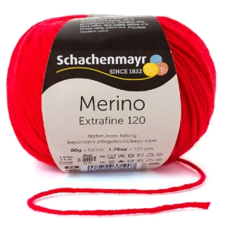 Schachenmayr Merino extrafine 120 Červená třešeň 131