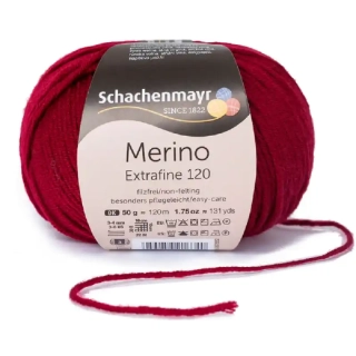 Schachenmayr Merino extrafine 120 Tmavě vínová 142