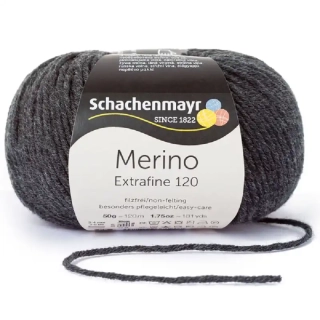 Schachenmayr Merino extrafine 120 Antracitový melír 198