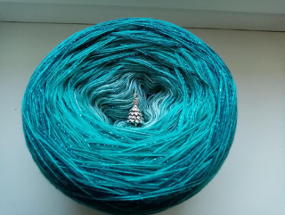 Tyrkysové ombré 3-nitka 1200m s lurexem