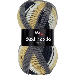 Vlna-Hep Best Socks 4-fach 7071 šedá-hořčicová