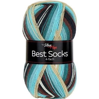 Vlna-Hep Best Socks 4-fach 7072 tyrkysová-hnědá