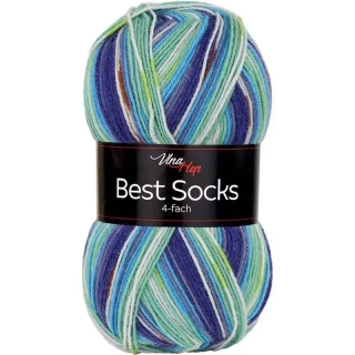 Vlna-Hep Best Socks 4-fach 7077 modrá-zelená