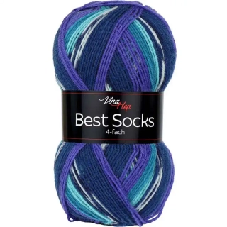 Vlna-Hep Best Socks 4-fach 7078 fialová-tyrkysová-modrá