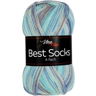 Vlna-Hep Best Socks 4-fach 7302 mint-šedá-modrá