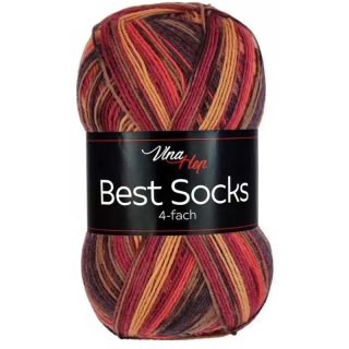 Vlna-Hep Best Socks 4-fach 7316 hnědá-vínová-hořčice