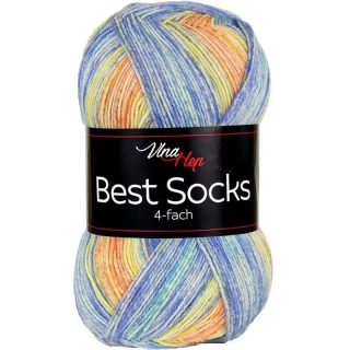 Vlna-Hep Best Socks 4-fach 7340 modrá-žlutá-meruňka