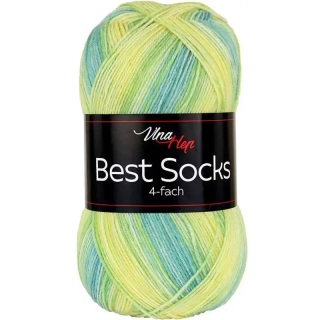 Vlna-Hep Best Socks 4-fach 7344 žlutá-zelená-mint