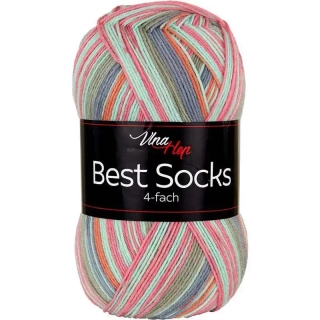 Vlna-Hep Best Socks 4-fach 7352 mint-růžová-modrá