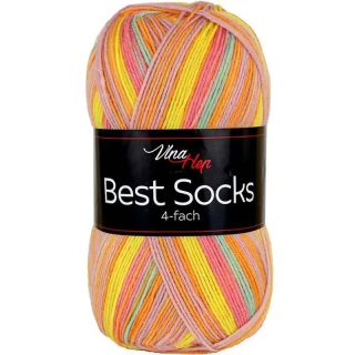 Vlna-Hep Best Socks 4-fach 7354 oranžová-žlutá-růžová-mint