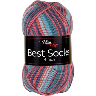 Vlna-Hep Best Socks 4-fach 7355 modrá-rezavá