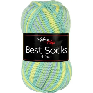 Vlna-Hep Best Socks 4-fach 7356 modrá-žlutá-zelená