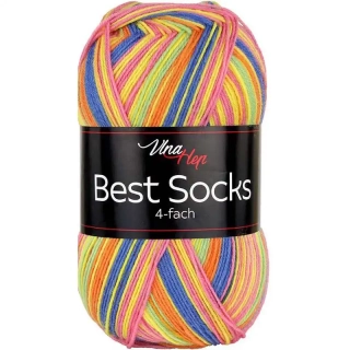 Vlna-Hep Best Socks 4-fach 7357 žlutá-růžová-oranžová-modrá