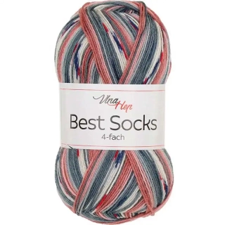 Vlna-Hep Best Socks 4-fach 7382 šedá-cihlová