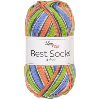 Vlna-Hep Best Socks 4-fach 7383 oranžová-modrá-zelená