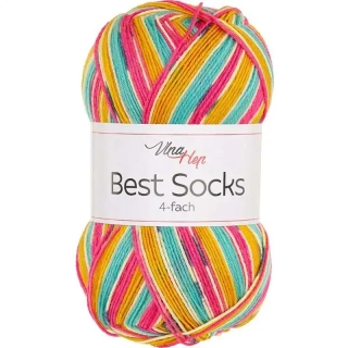 Vlna-Hep Best Socks 4-fach 7384 papaya-tyrkys-malina