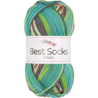 Vlna-Hep Best Socks 4-fach 7385 zelená-šedá-modrá