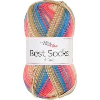 Vlna-Hep Best Socks 4-fach 7401 béžová-broskev-modrá
