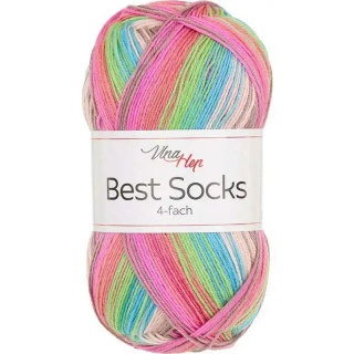 Vlna-Hep Best Socks 4-fach 7402 béžová-růžová-zelená-modrá