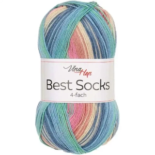 Vlna-Hep Best Socks 4-fach 7403 béžová-růžová-zelená-modrá tlumené barvy