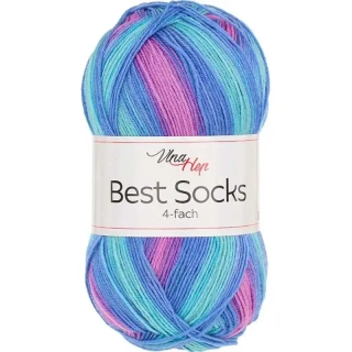 Vlna-Hep Best Socks 4-fach 7407 modrá-růžová