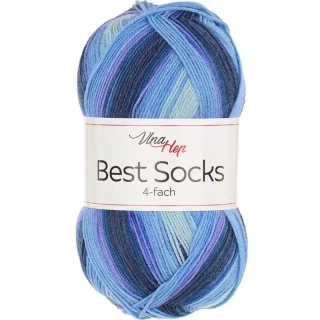 Vlna-Hep Best Socks 4-fach 7408 modrá-šedá