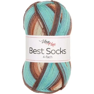 Vlna-Hep Best Socks 4-fach 7409 béžová-tyrkysová