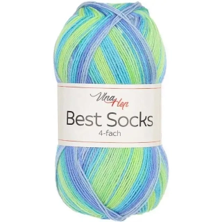 Vlna-Hep Best Socks 4-fach 7410 modrá-zelená