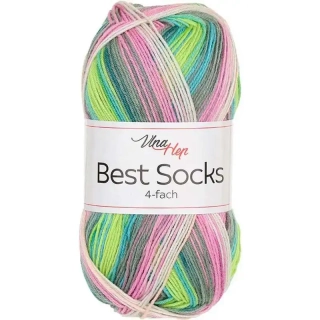 Vlna-Hep Best Socks 4-fach 7411 růžová-zelená-šedá