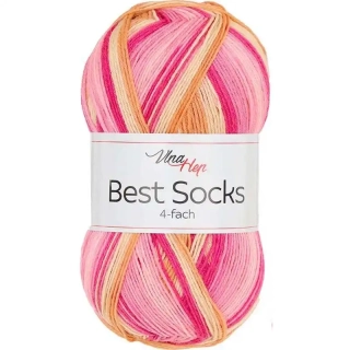 Vlna-Hep Best Socks 4-fach 7413 smetanová-růžová