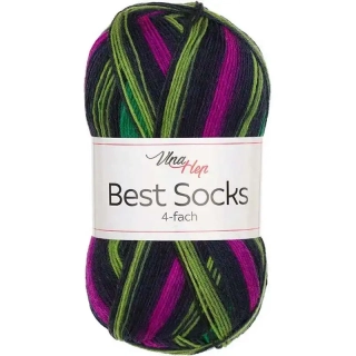 Vlna-Hep Best Socks 4-fach 7722 fuchsie-zelená