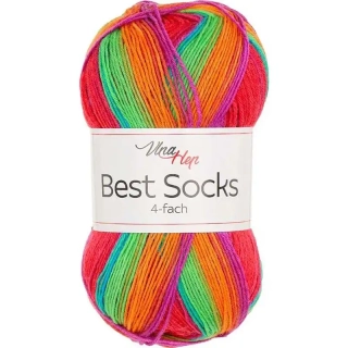 Vlna-Hep Best Socks 4-fach 7723 červená-zelená-modrá