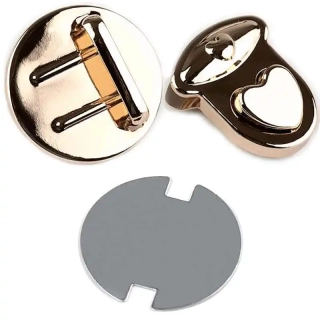 Sada zapínání na kabelku 30x32 mm srdce Růžové zlato