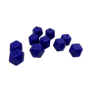 Silikonový korálek hexagon 14mm Tmavě modrý