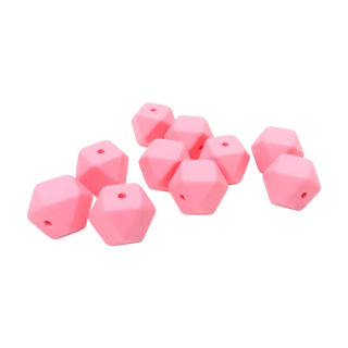 Silikonový korálek hexagon 14mm Růžový