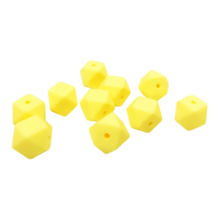 Silikonový korálek hexagon 14mm Žlutý