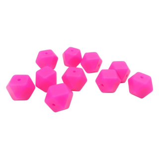 Silikonový korálek hexagon 14mm Fuchsiový