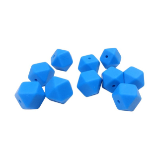 Silikonový korálek hexagon 14mm Modrý
