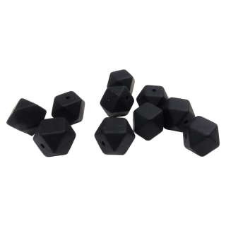 Silikonový korálek hexagon 14mm Černý