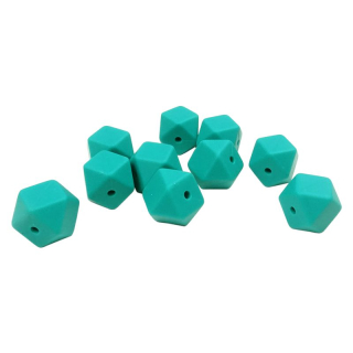 Silikonový korálek hexagon 14mm Smaragdový