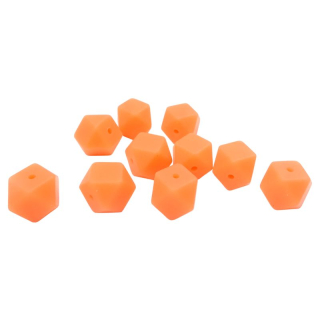 Silikonový korálek hexagon 14mm Oranžový
