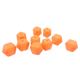 Silikonový korálek hexagon 14mm Neonový oranžový