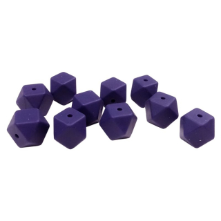 Silikonový korálek hexagon 14mm Tmavě fialový
